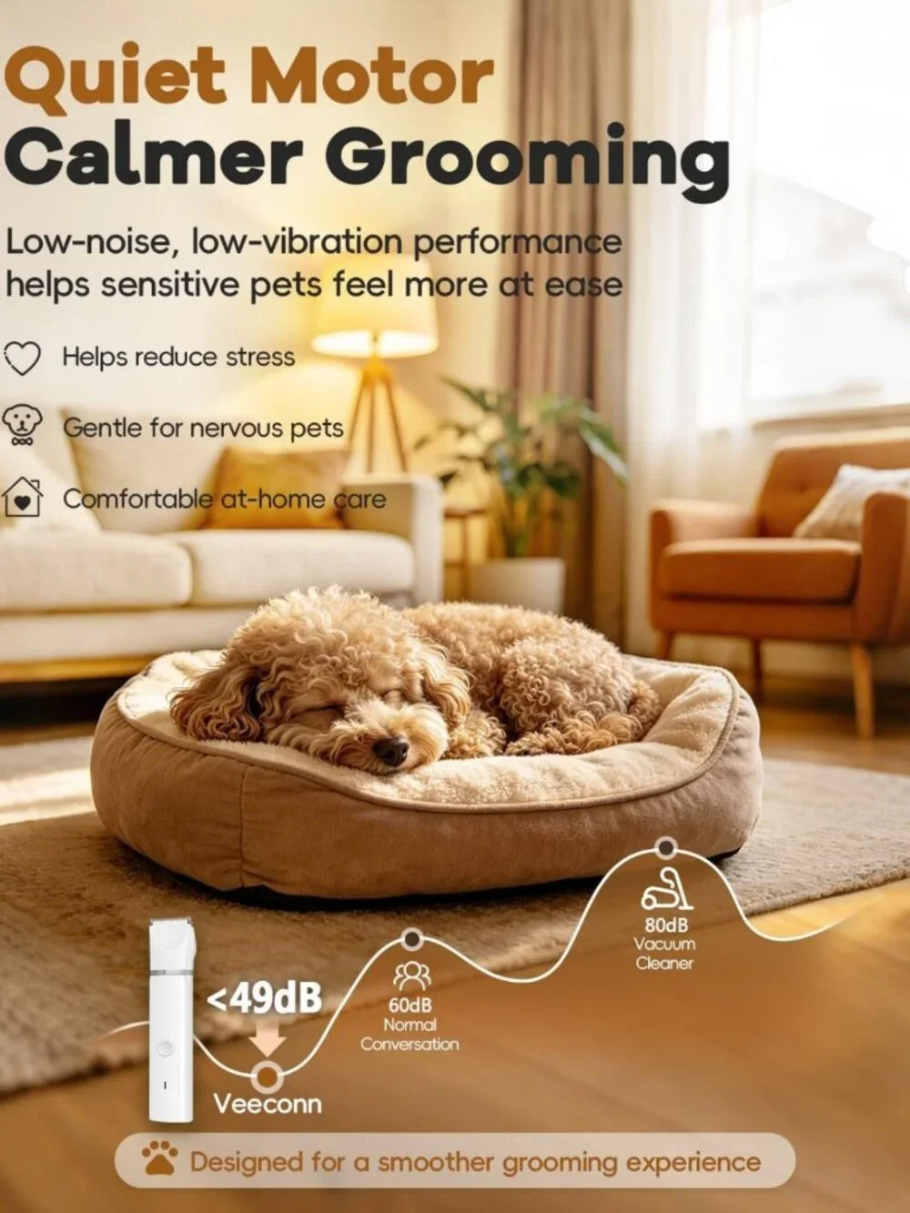 Rechargeable Low Noise Dog Clippers & Grooming Kit - Cordless Pet Hair Trimmer